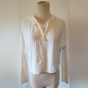 Charlotte Russe off white short sweater with hood